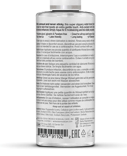 Wicked Sensual Care Simply Aqua Waterbased Lubricant - 2.3 oz