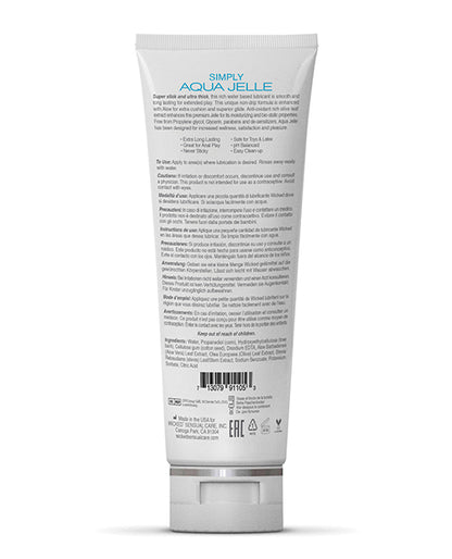 Wicked Sensual Care Simply Aqua Jelle Waterbased Lubricant - 4 oz