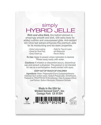 Wicked Sensual Care Simply Hybrid Jelle Lubricant - .1 oz