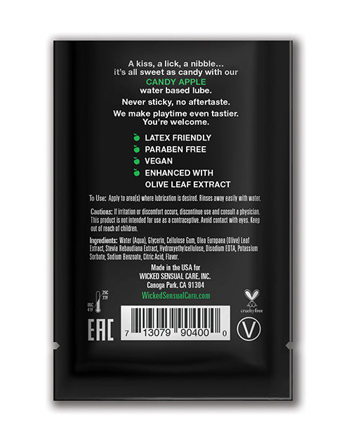 Wicked Sensual Care Aqua Waterbased Lubricant - .1 oz Candy Apple