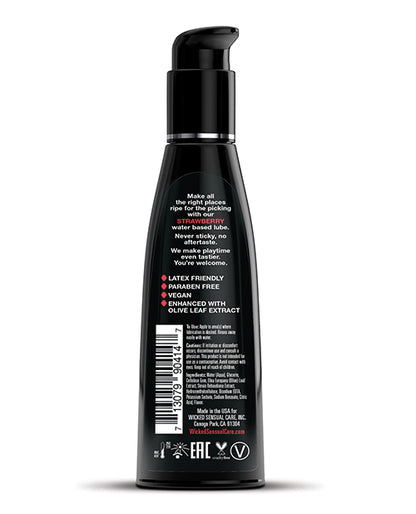 Wicked Sensual Care Aqua Water Based Lubricant - 4 oz Strawberry