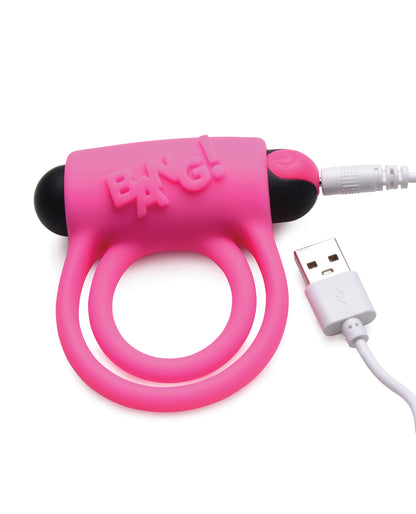 Bang! Bang! Vibrating Cock Ring & Bullet w/Remote Control - Pink - Image 3
