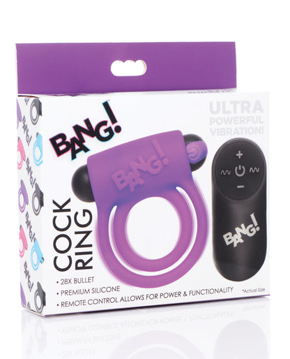 Bang! Bang! Vibrating Cock Ring & Bullet w/Remote Control - Purple - Image 5