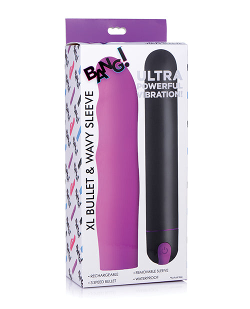 Bang! XL Bullet & Wavy Silicone Sleeve - Purple