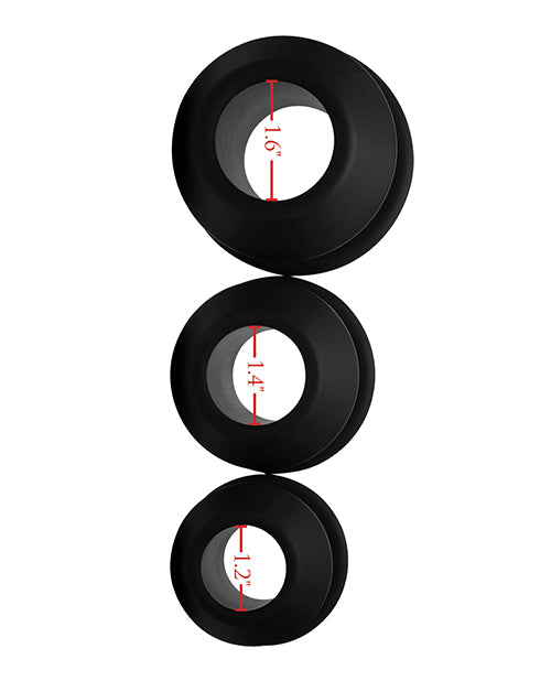 Master Series Master Series Gape-Grommets 3 pc Hollow Silicone Anal Dilator Set - Black - Image 4