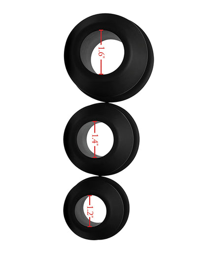 Master Series Master Series Gape-Grommets 3 pc Hollow Silicone Anal Dilator Set - Black - Image 4