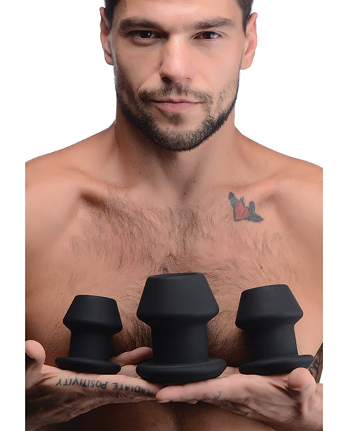 Master Series Master Series Gape-Grommets 3 pc Hollow Silicone Anal Dilator Set - Black - Image 5