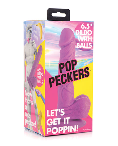 Pop Peckers Pop Peckers 6.5" Dildo w/Balls - Purple - Image 5