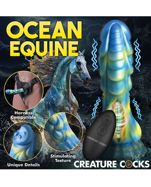 Creature Cocks Sea Stallion Vibrating Dildo w/ Remote - Blue/Yellow