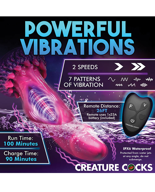 Creature Cocks Xenox Vibrating Silicone Dildo w/Remote - Pink/Purple