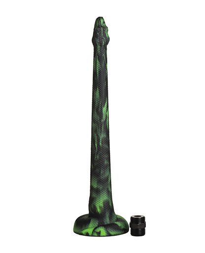 Creature Cocks Spitting Serpent Silicone Enema Snake - Black/Green