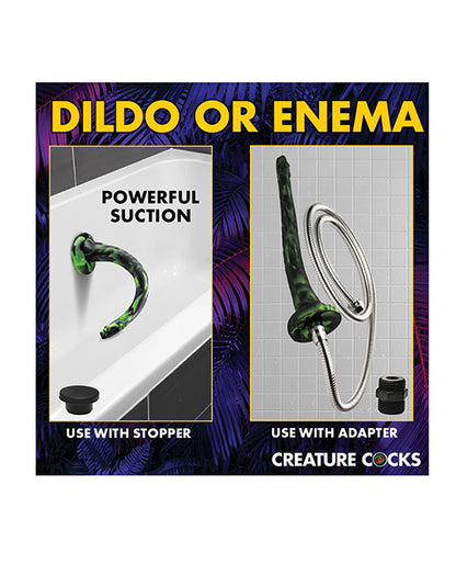 Creature Cocks Spitting Serpent Silicone Enema Snake - Black/Green