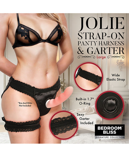 Bedroom Bliss Jolie Strap-On Panty Harness & Garter - Large