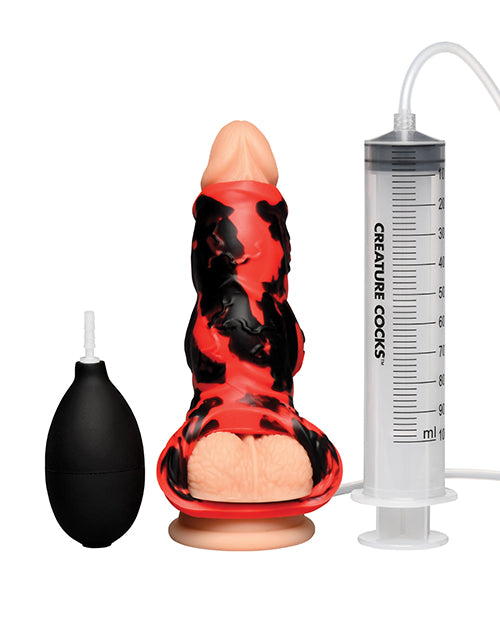 Creature Cocks Hell Hound Squirting Silicone Penis Enhancer - Red
