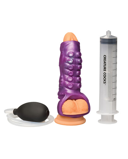 Creature Cocks Tentacle Squirting Silicone Penis Enhancer - Purple
