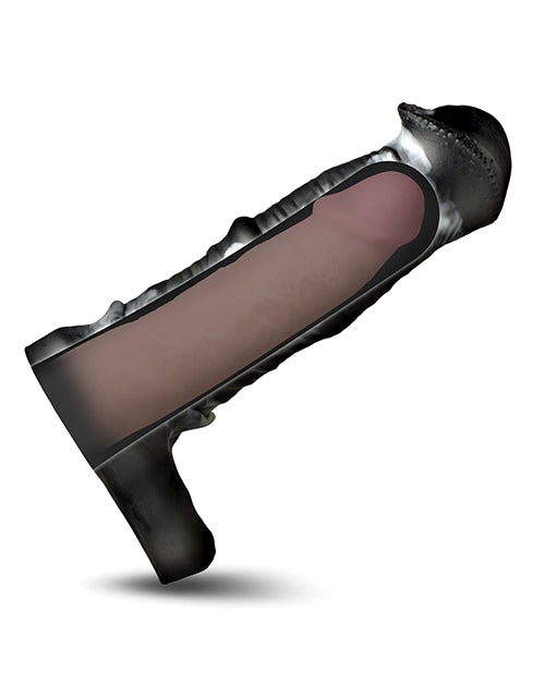 Creature Cocks Stallion 1" Silicone Penis Extension - Black/Silver Large