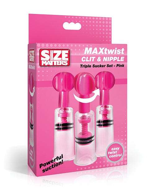 Size Matters MAXtwist Clit & Nipple Triple Sucker Set - Pink