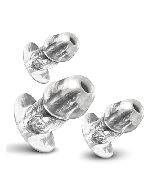 Master Series - Dicked Clear Hollow Anal Plug 3 pc Set