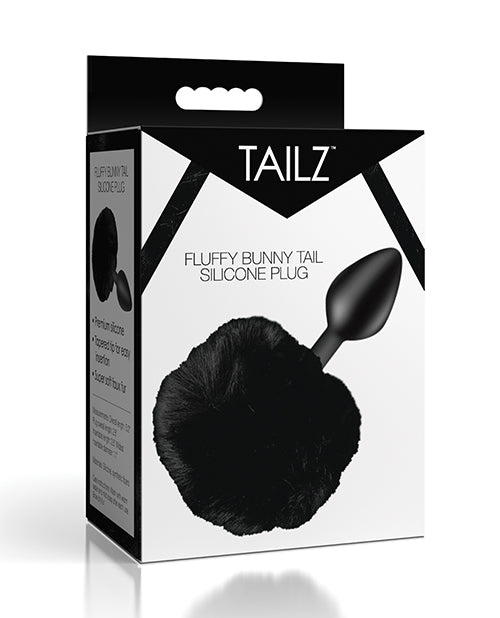 Tailz Fluffy Bunny Tail Silicone Plug - Black
