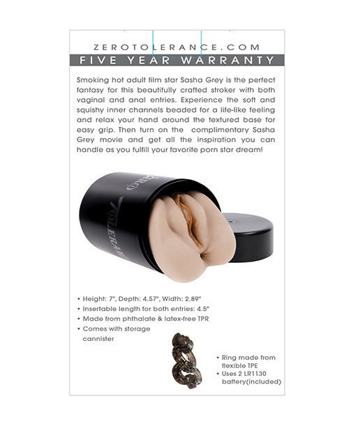 Zero Tolerance Sasha Grey Movie w/Vagina & Anal Stroker - Light