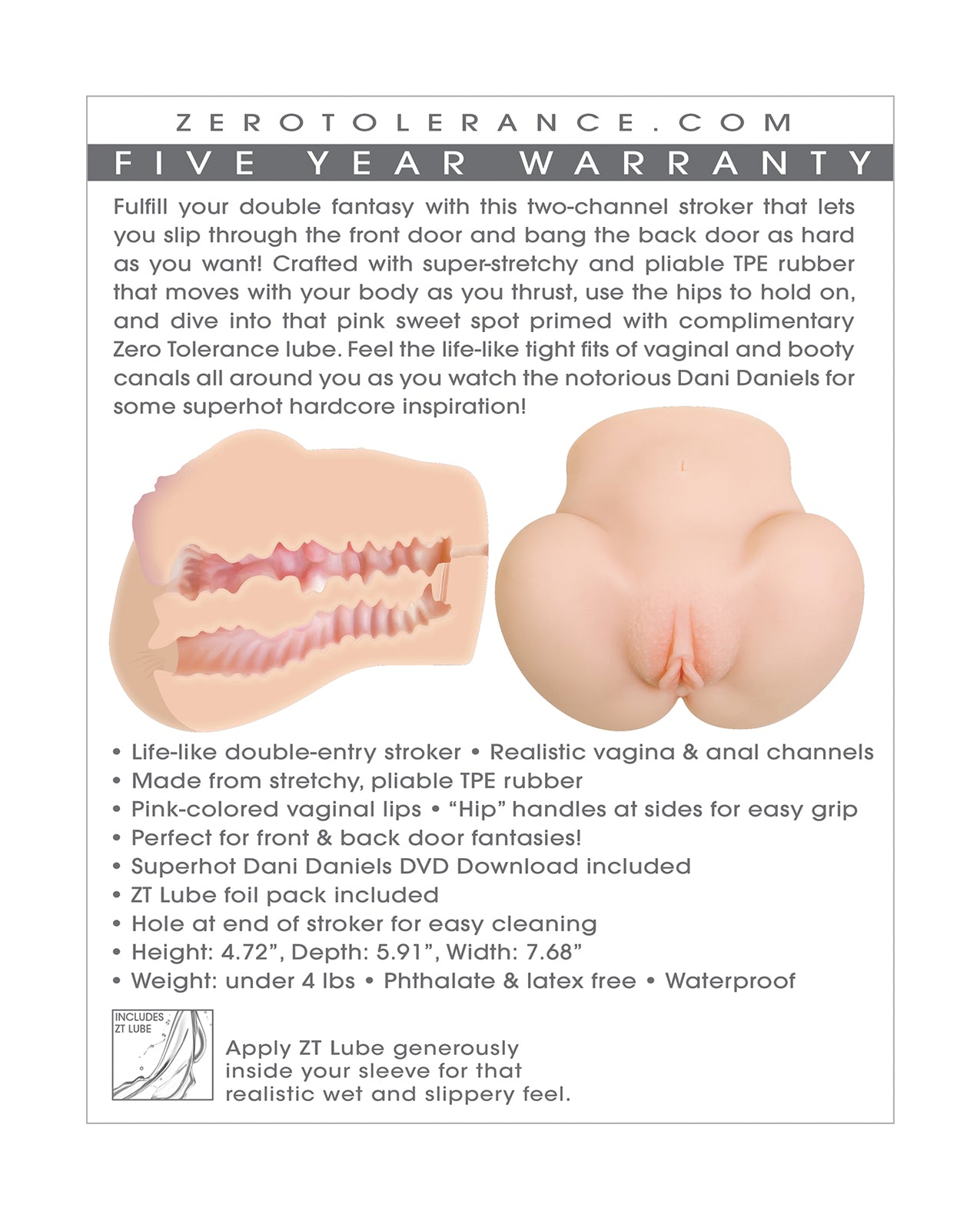 Zero Tolerance Dani Daniels Realistic Ass & Vagina Stroker w/Movie Download