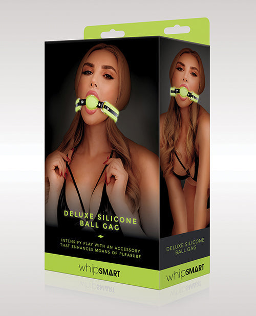 Whip Smart Glow in the Dark Deluxe Silicone Ball Gag - Green