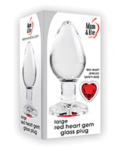 Adam & Eve Red Heart Gem Glass Plug - Large