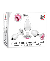 Adam & Eve Pink Gem Glass Plug Set