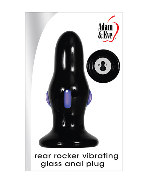 Adam & Eve Rear Rocker Vibrating Glass Anal Plug - Black