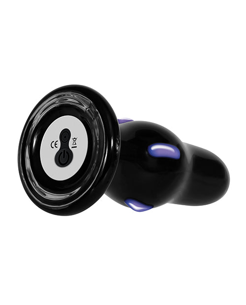 Adam & Eve Rear Rocker Vibrating Glass Anal Plug - Black