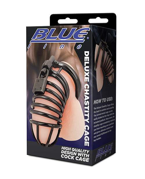 Blue Line Deluxe Chastity Cage - Black