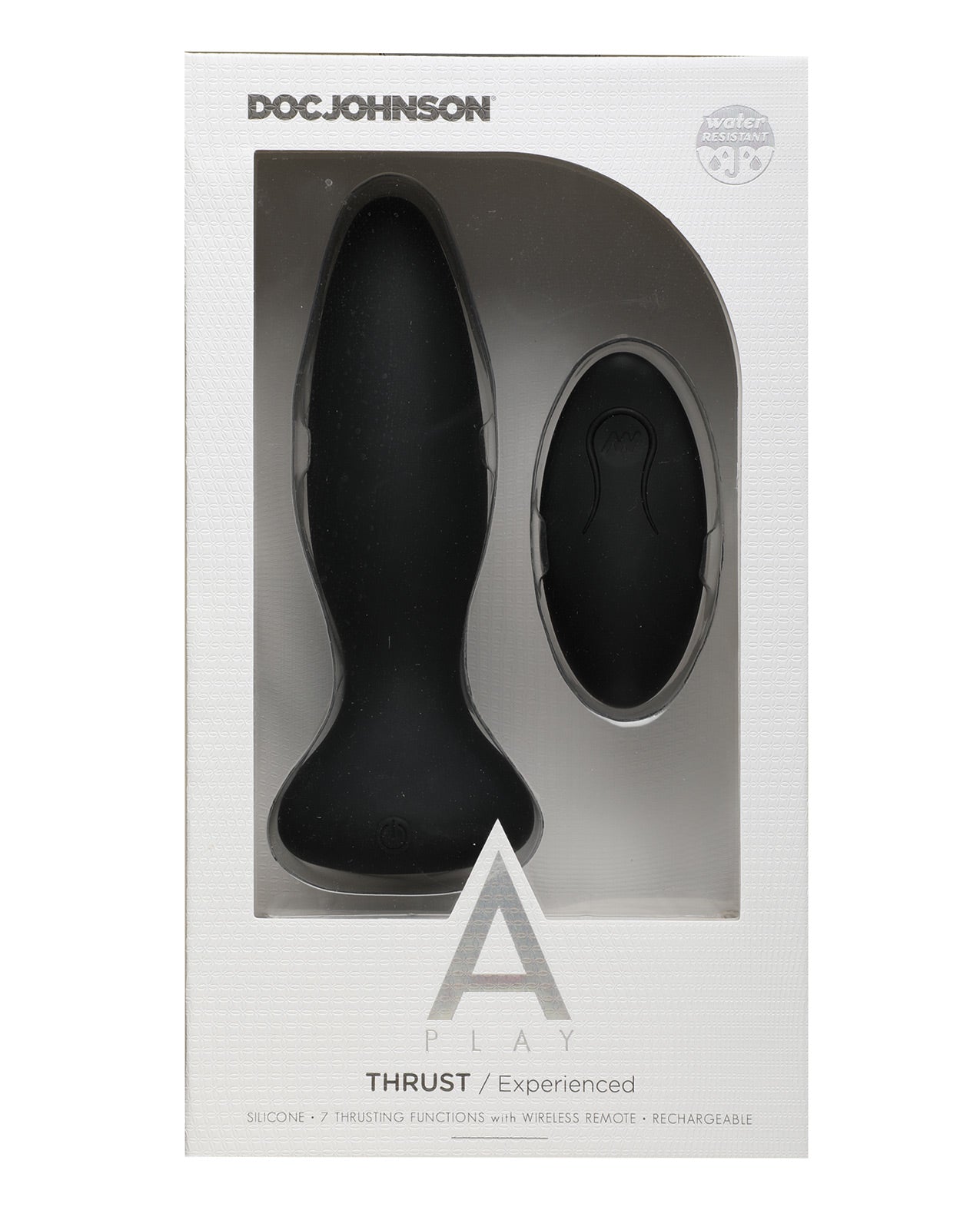 A Play Thrust Experienced Rechargeable Anal Plug w/Remote - Black