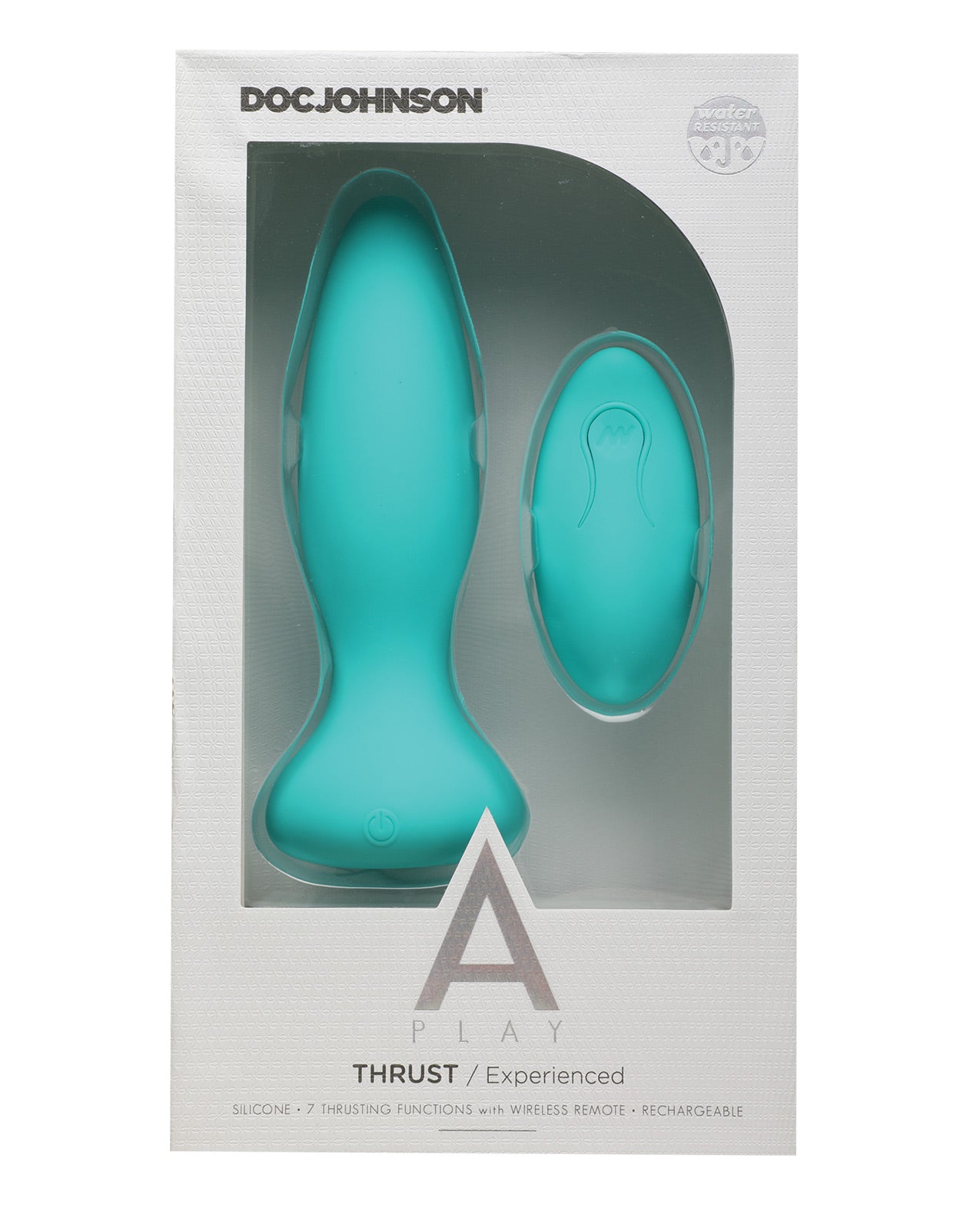 A Play Thrust Experienced Rechargeable Anal Plug w/Remote - Teal