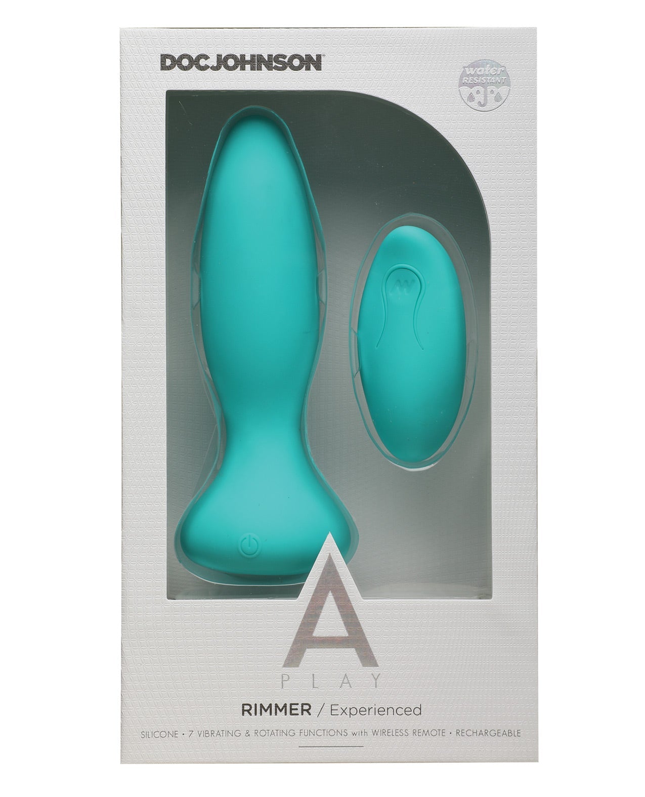 A Play Rimmer Rechargeable Anal Plug w/Remote - Teal