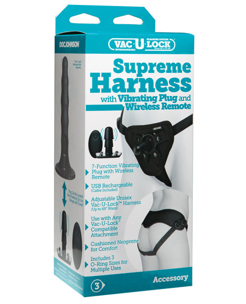 Vac-U-Lock Supreme Harness w/Vibrating Plug - Black