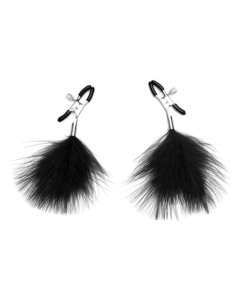 Lux Fetish Feather Nipple Clips - Black