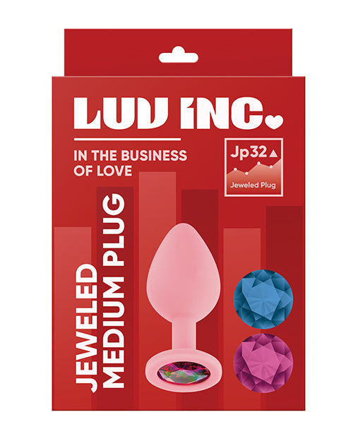 Luv Inc. Jeweled Silicone Butt Plug w/Three Stones - Medium Light Pink