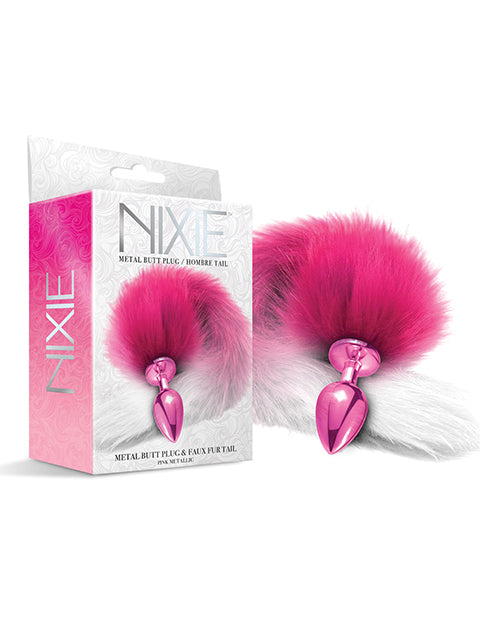 Nixie Metal Butt Plug w/Faux Fur Tail - Pink Metallic