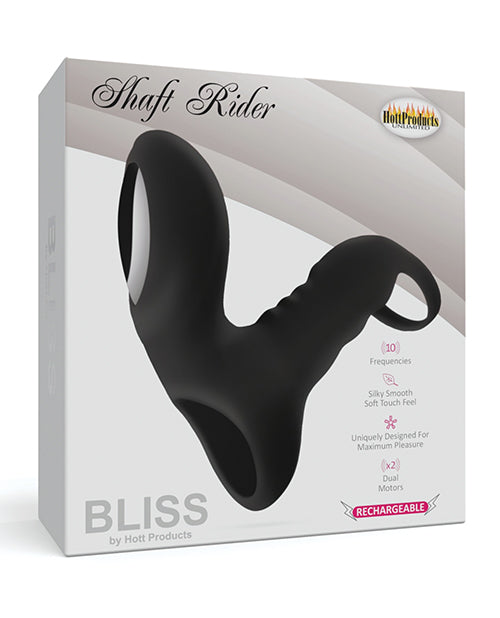 Bliss Shaft Rider Vibrating Cock Ring Sleeve - Black