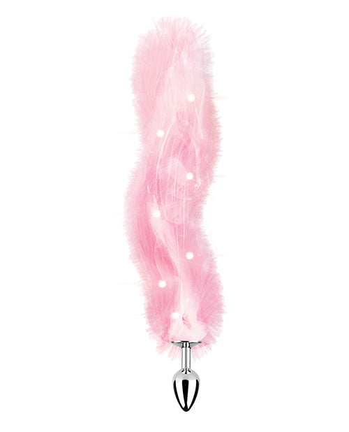Foxy Tail Light Up Faux Fur Butt Plug - Pink