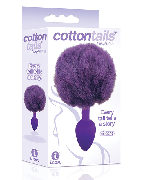 The 9's Cottontails Silicone Bunny Tail Butt Plug - Purple