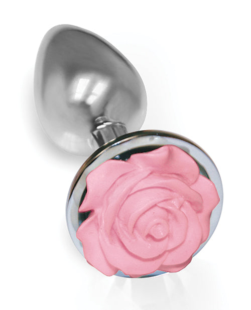 The 9's The Silver Starter Rose Floral Stainless Steel Butt Plug - Pink