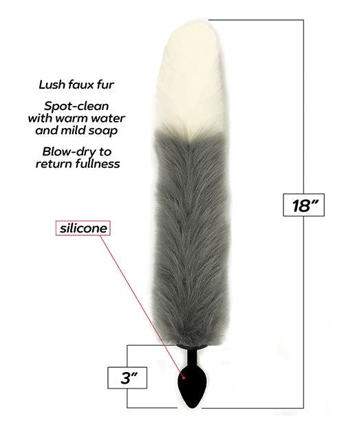 Foxy Fox Tail Silicone Butt Plug - Silver