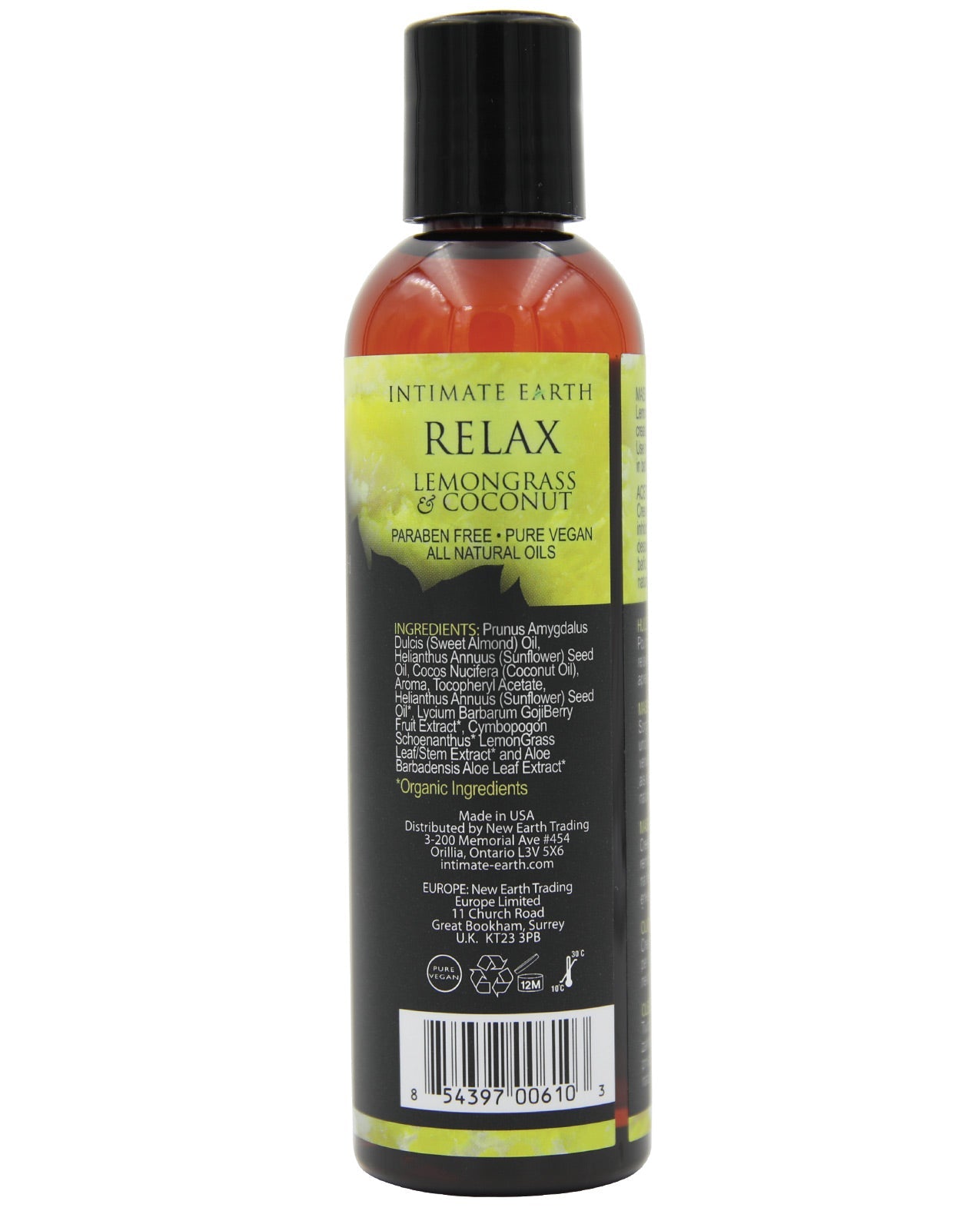 Intimate Earth Relaxing Massage Oil - 240 ml Coconut & Lemongrass