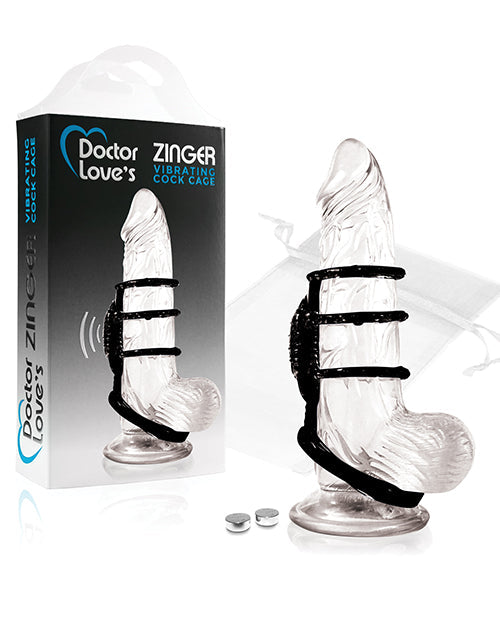 Doctor Love's Zinger Vibrating Cock Cage - Black