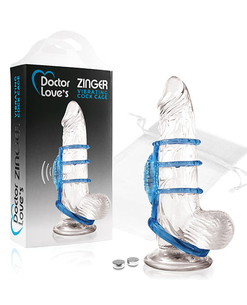 Doctor Love's Zinger Vibrating Cock Cage - Blue