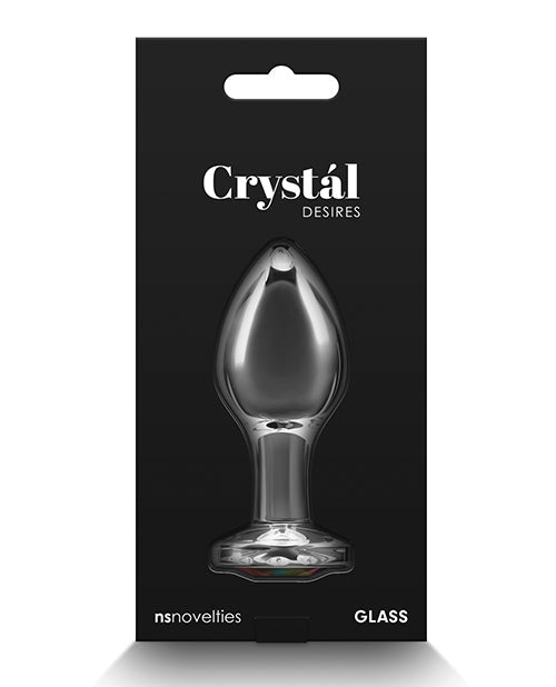 Crystal Desires Glass Round Gem Butt Plug Medium - Rainbow