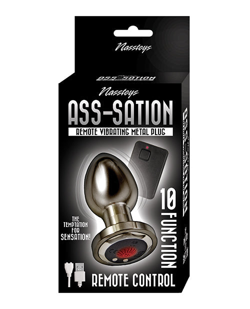 Ass-Sation Remote Vibrating Metal Plug - Black