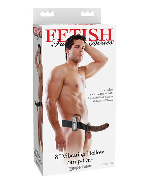 Fetish Fantasy Series 8" Vibrating Hollow Strap On - Brown