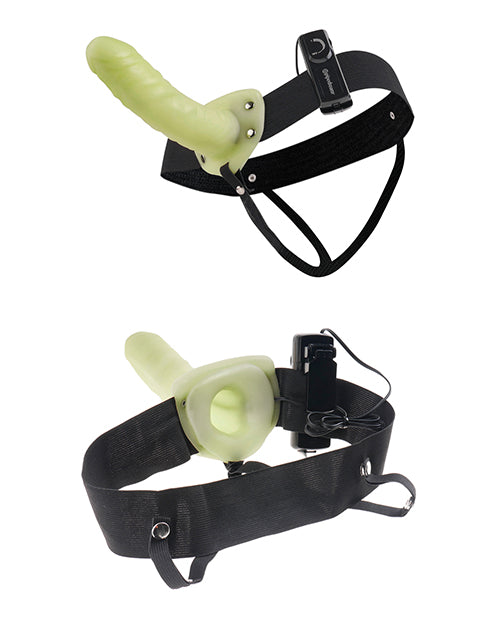 Fetish Fantasy Series for Him or Her Vibrating Hollow Strap On - Glow in the Dark